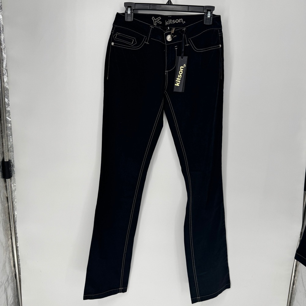 Kitson Women Black Bootcut Jeans Stretch Denim Pants Size 28 Low Rise New